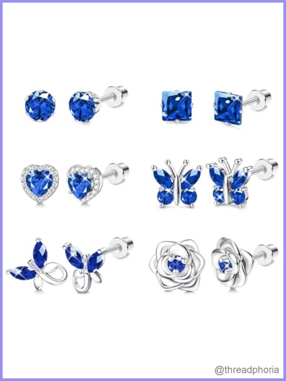 Hypoallergenic Stainless Steel Birthstone Stud Earrings Screw Back